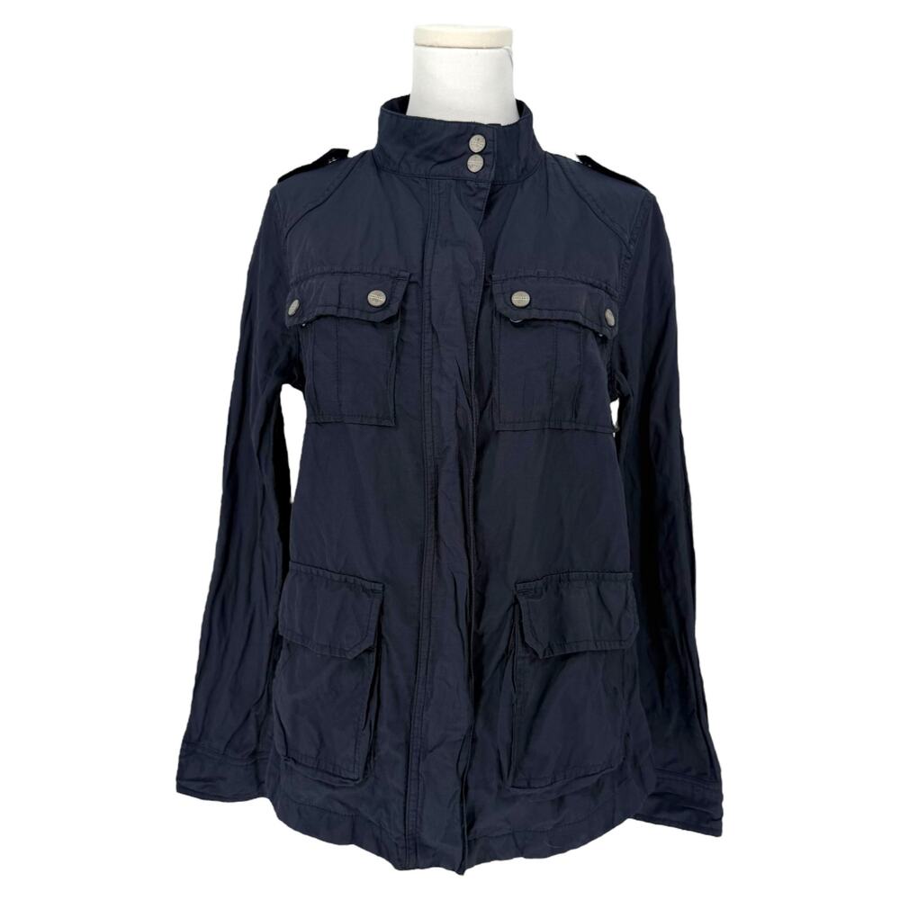 Y2K Sanctuary Utility Chore Jacket Navy Zipper Snap Patch Pockets M Casual